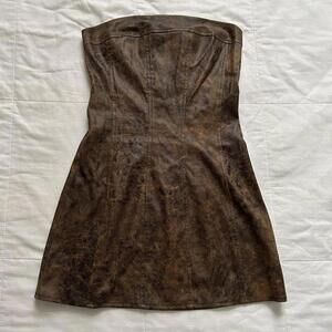 Forever 21 Brown crackle vegan leather mini dress Size small